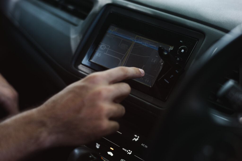 using a map in a car for a direction