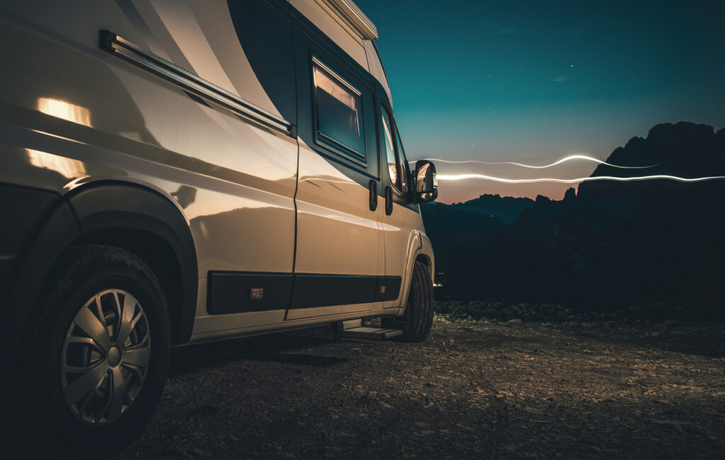 alpine wild camping in a camper van